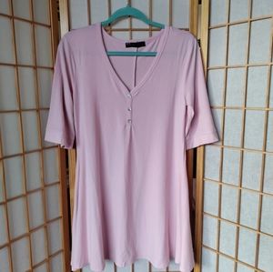 Pink Shiela Rose V-Neck Tunic Size Large